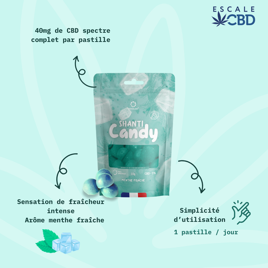 Pastilles CBD 5% "Menthe Fraîche" 10Gr