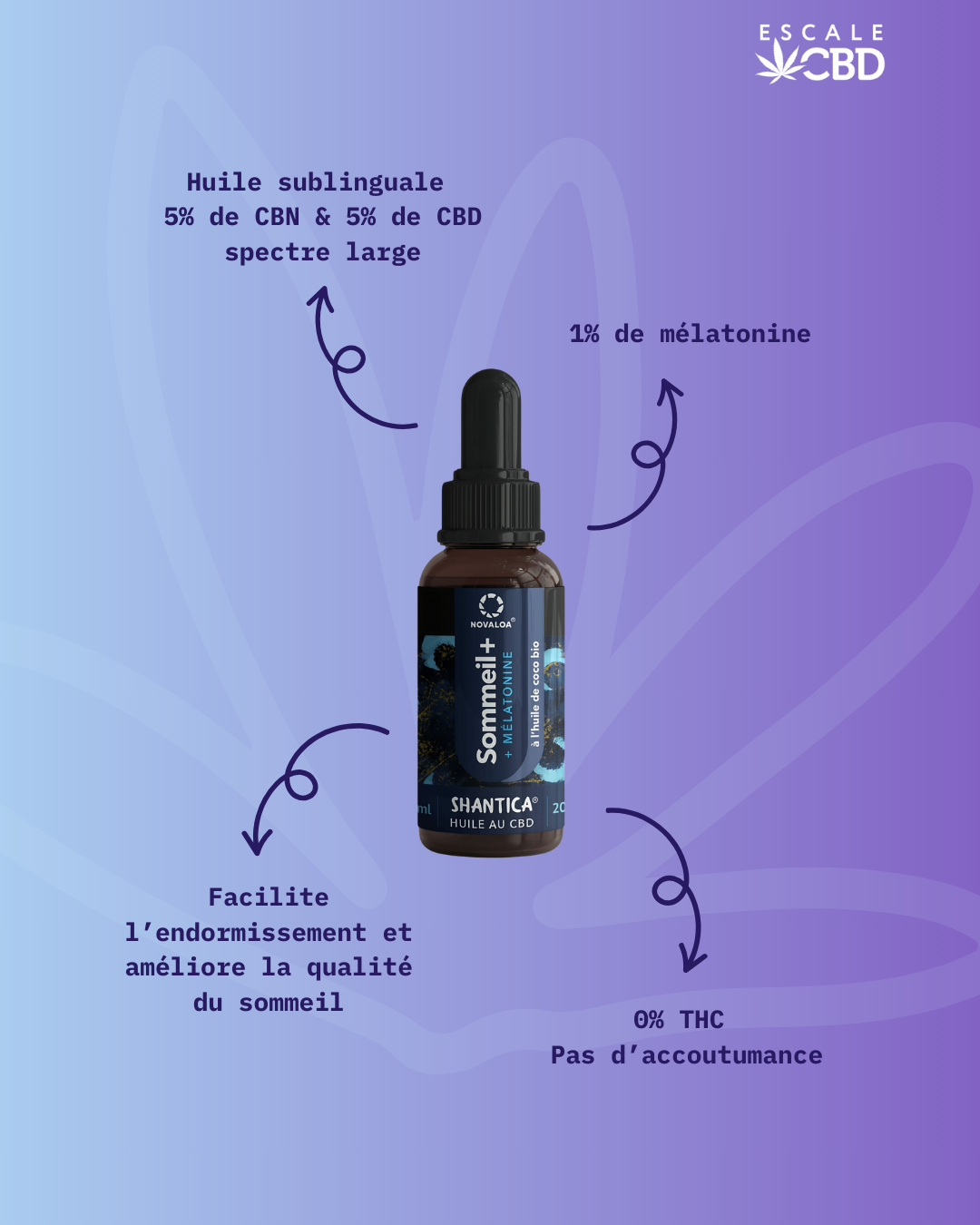 Huile Sublinguale 5% CBD 5%CBN "Sommeil+" 10%